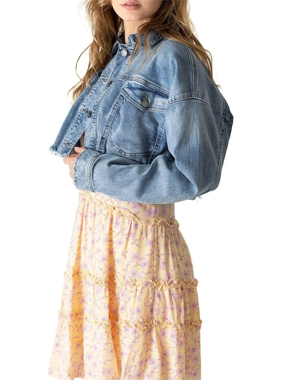 Light Blue Cropped Denim Jacket
