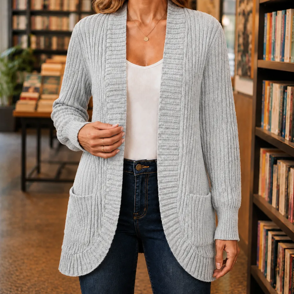 Ribbed Draped Cardigan