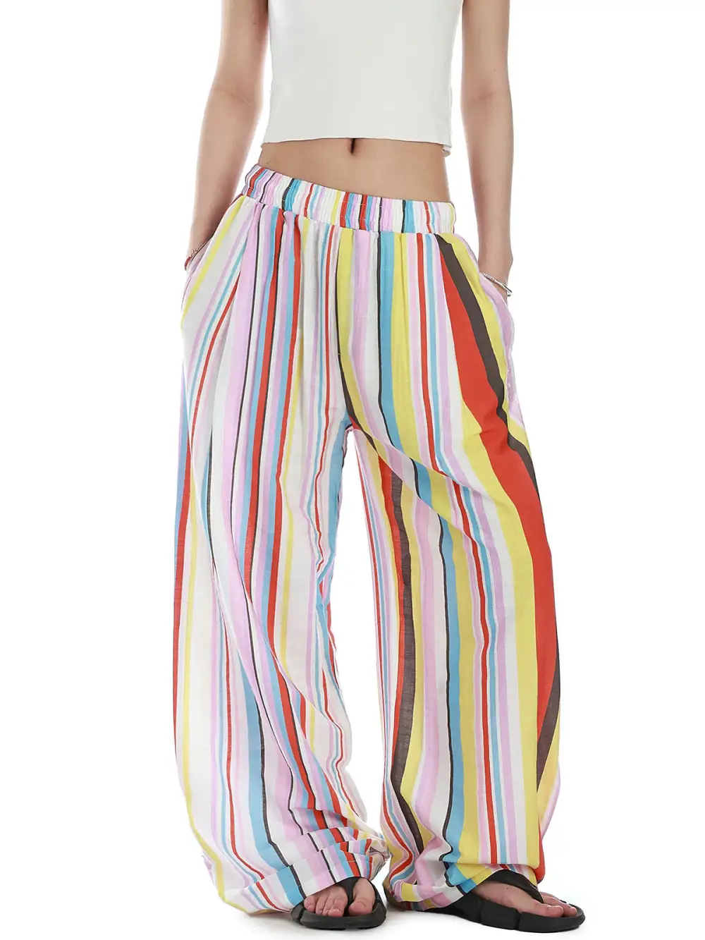 Wide-Leg Plaid Pants