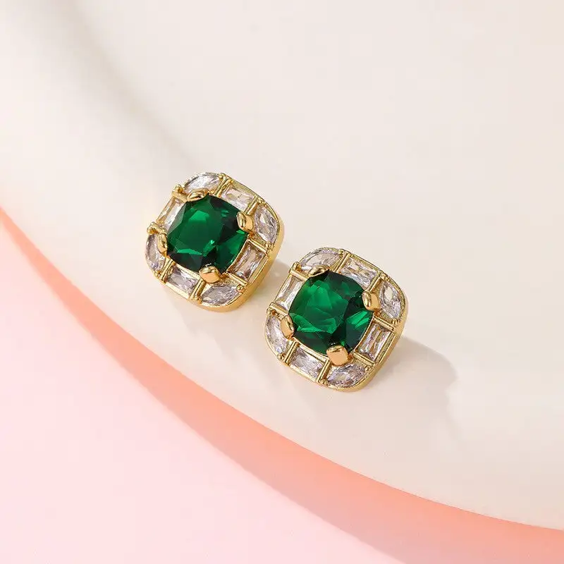 Cushion Cut Jewel Stud arrings