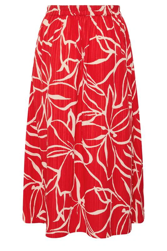 Red Floral Print Skirt detail 4