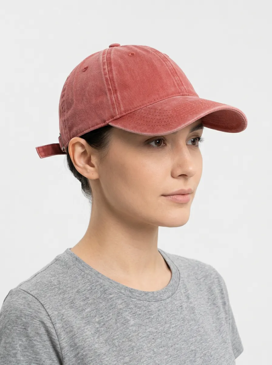 Unisex Vintage Washed Red Cotton Baseball Cap