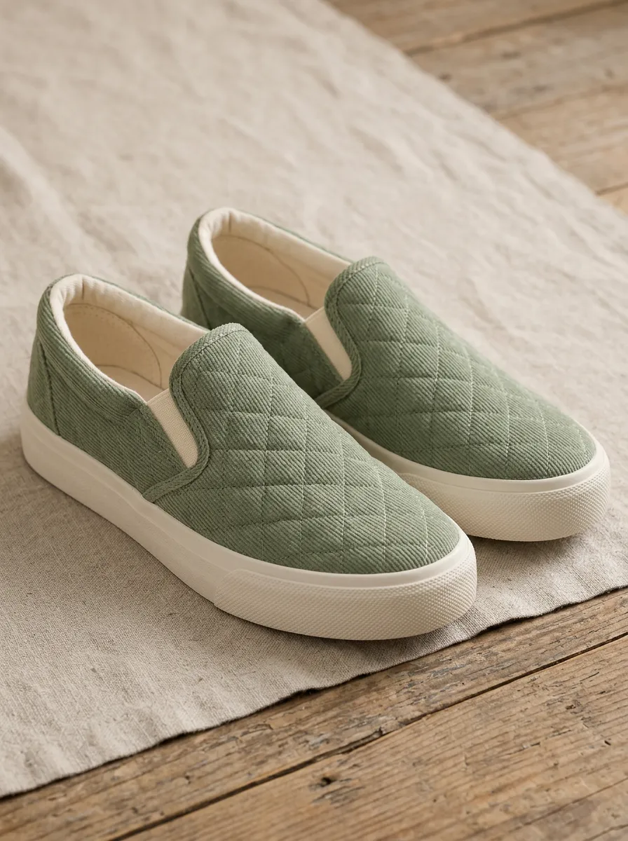 Women's Quilted Corduroy Urban Slip-On Skate Shoes