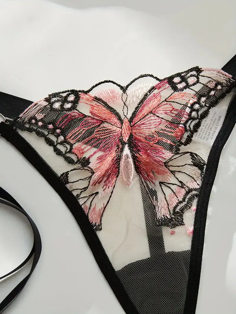 Butterfly Embroidered Lingerie Set