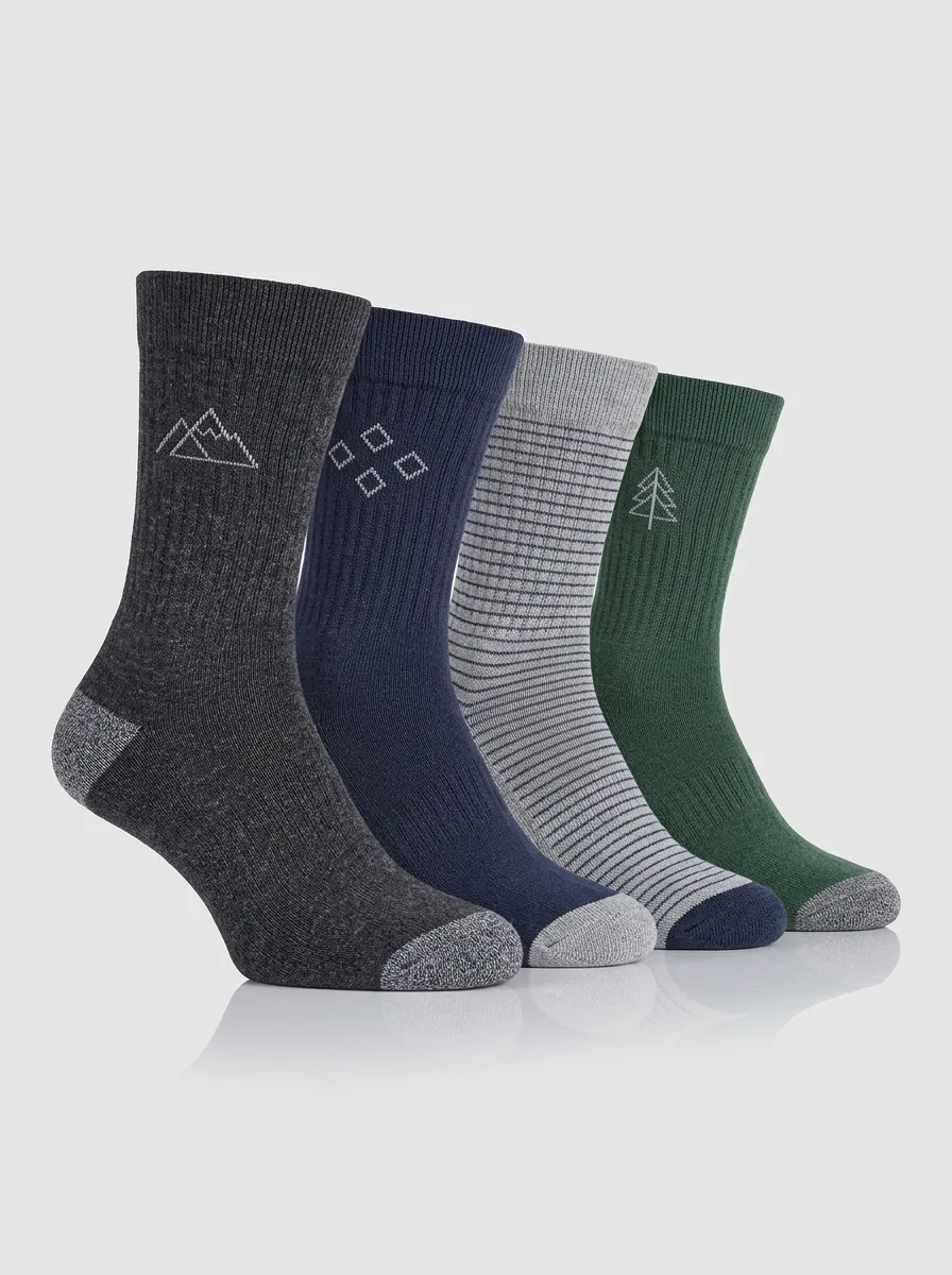 Essential Mountain Graphic Nature-Inspired Edit Men's Four Pair Socks