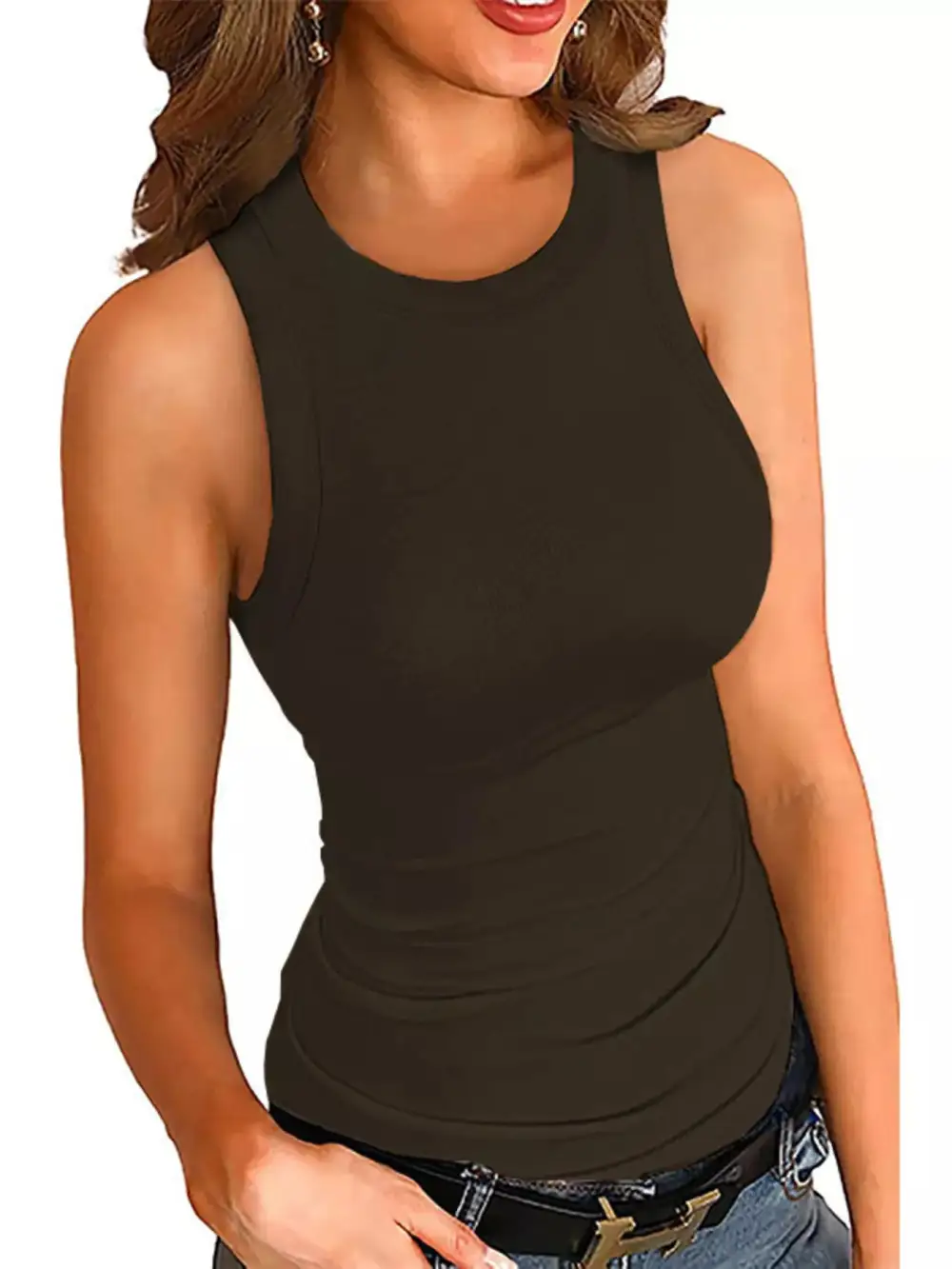 Full Size Ribbed Round Neck Tank Plus