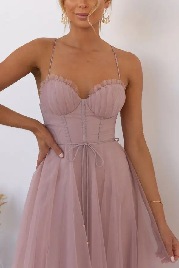  Corset Midi Dress Tulle A Line Design