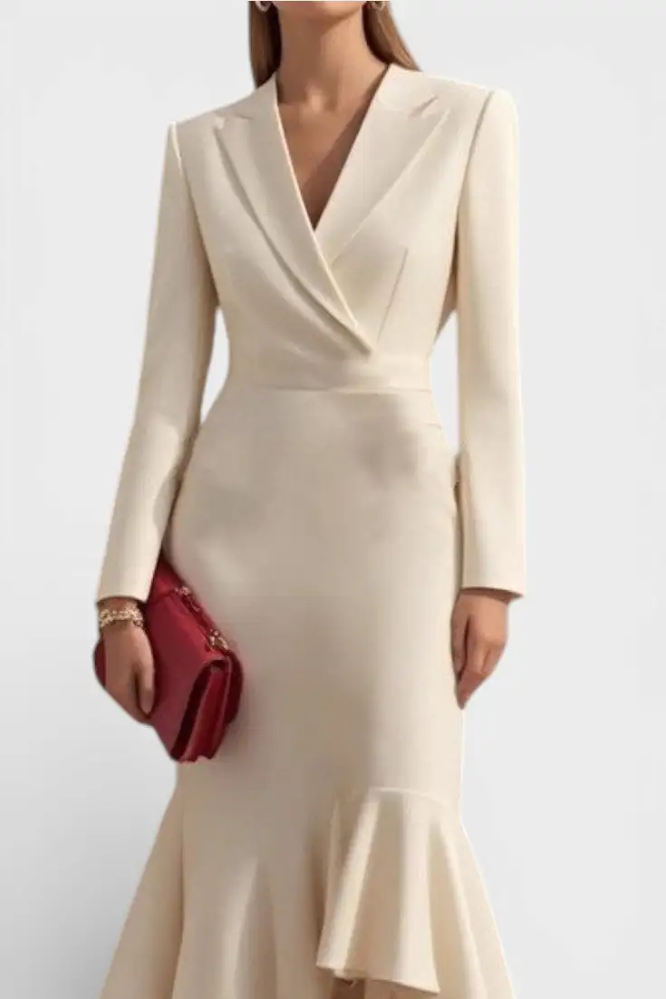 Tailored Ruffled Midi Dress