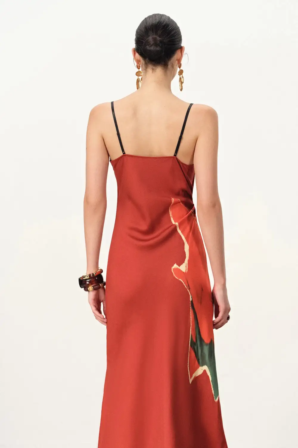 Hand-Painted Printed Silk Maxi Slip Dress