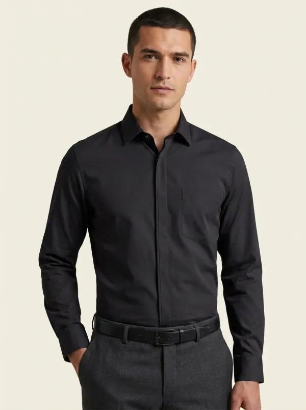 Men's Non-Iron Cotton Solid Light Blue Long Sleeve Shirt