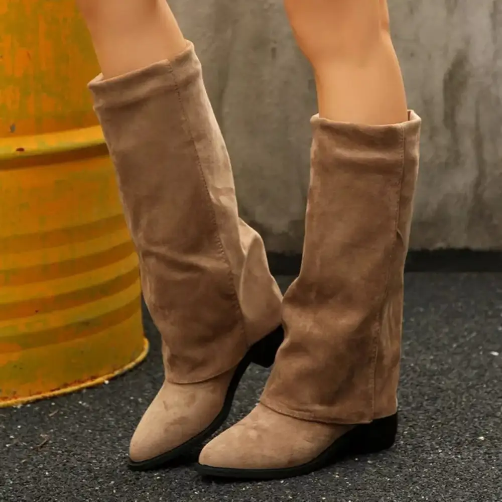 Classic Pointed Toe Block Heel Boots
