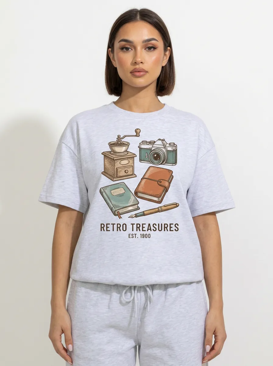Women's Vintage Hobbyist Camera Coffee Grinder Graphic T-Shirt