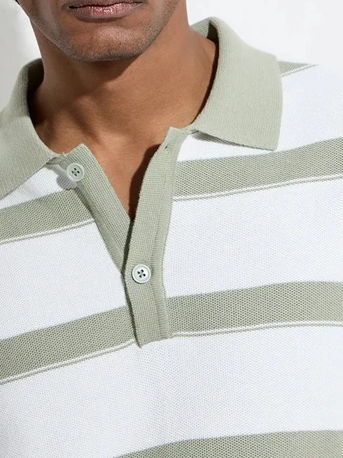 Navy Loose Cotton-Blend Polo Shirt