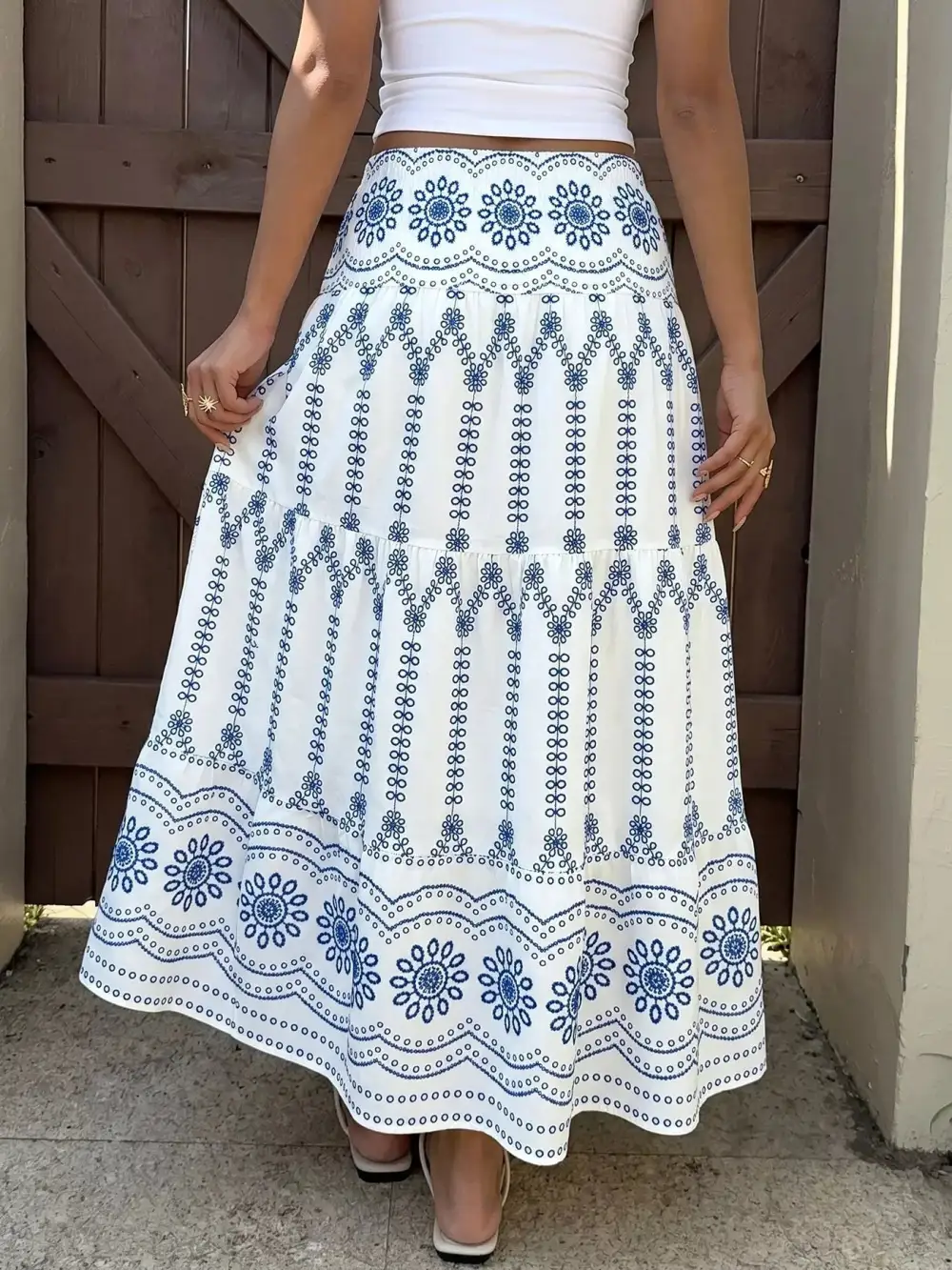 Chic Smocked Printed Skirt