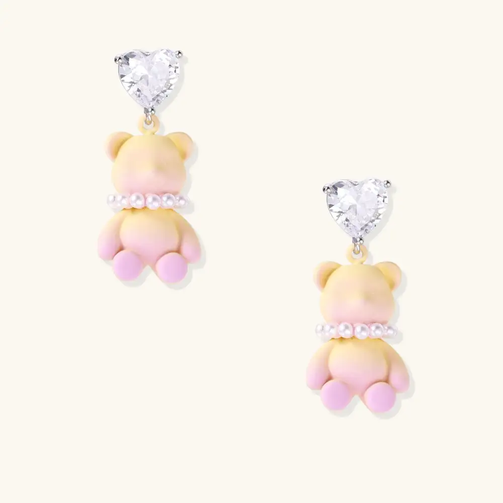 Kawaii Bear Heart Earrings