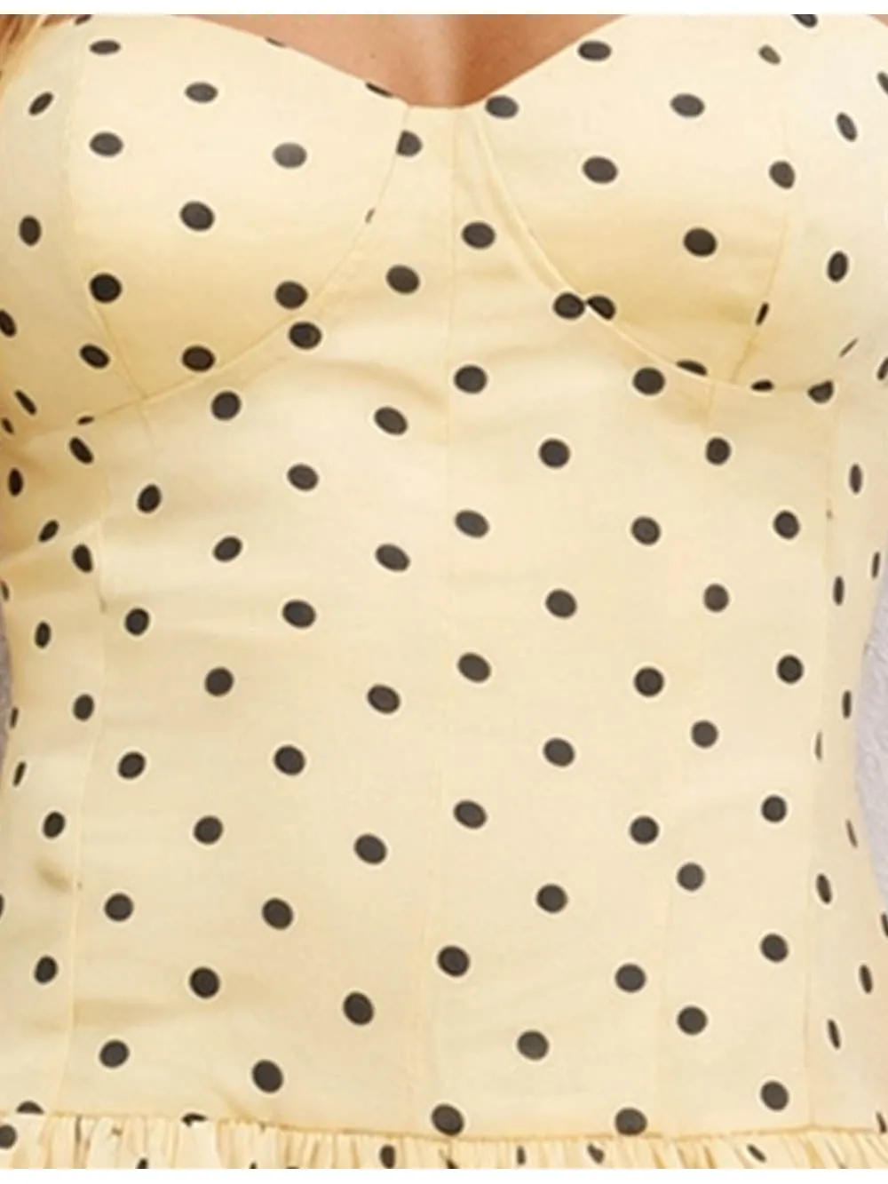 Polka Dot Halter Back Mesh Strap Puff Mini Dress