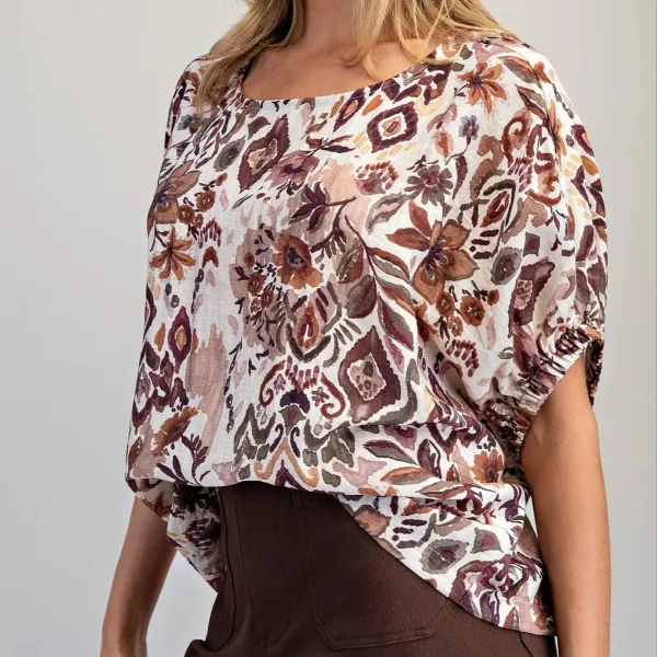 Floral Draped Blouse