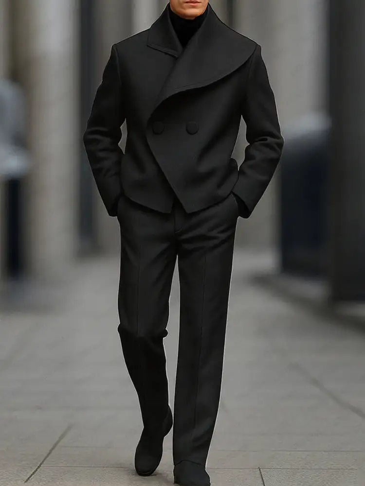 Asymmetric Woven Blazer & Pants Set