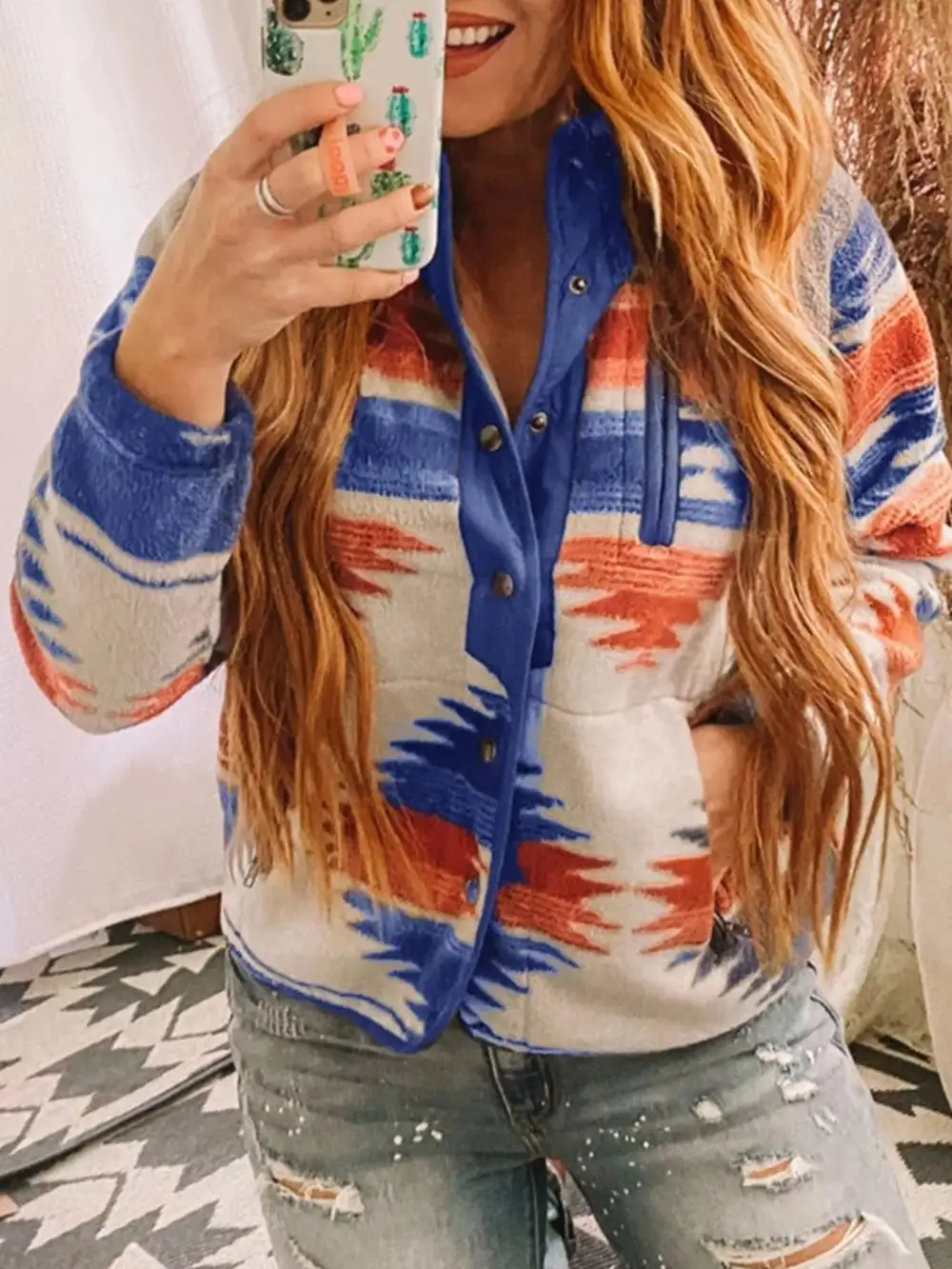 Geometric Snap Down Jacket