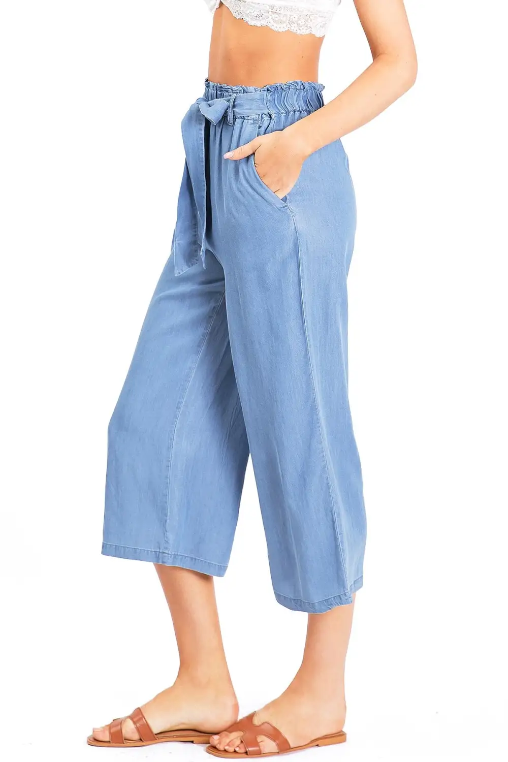 Solid Color Pocketed Culottes