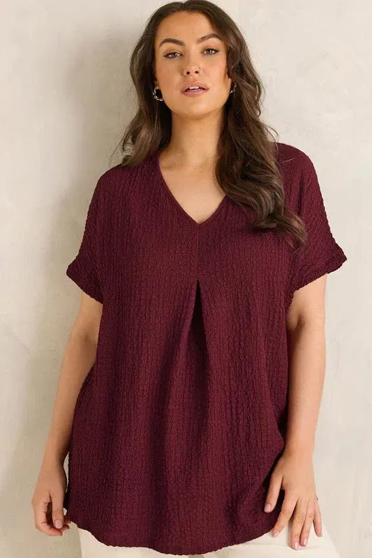 Berry Red Pleat Front Swing Top