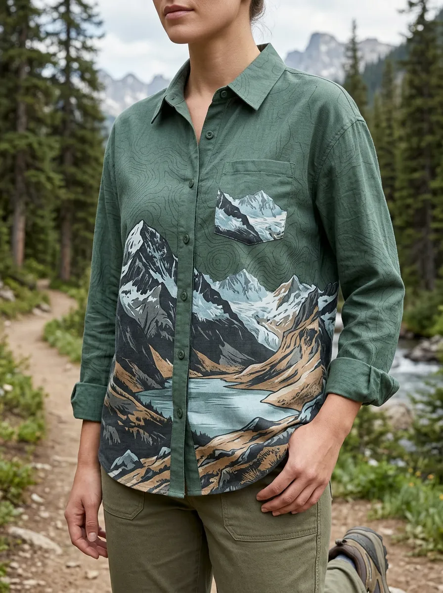 Women's Wilderness Hiking Lover Mountain Landscape Shirt