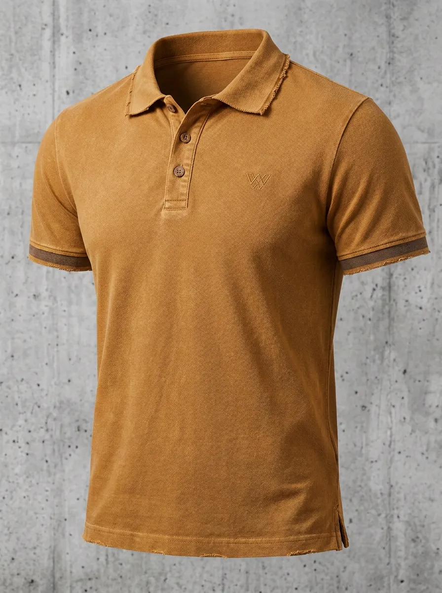Embroidered-Detail Vintage-Inspired Men's Polo Shirt