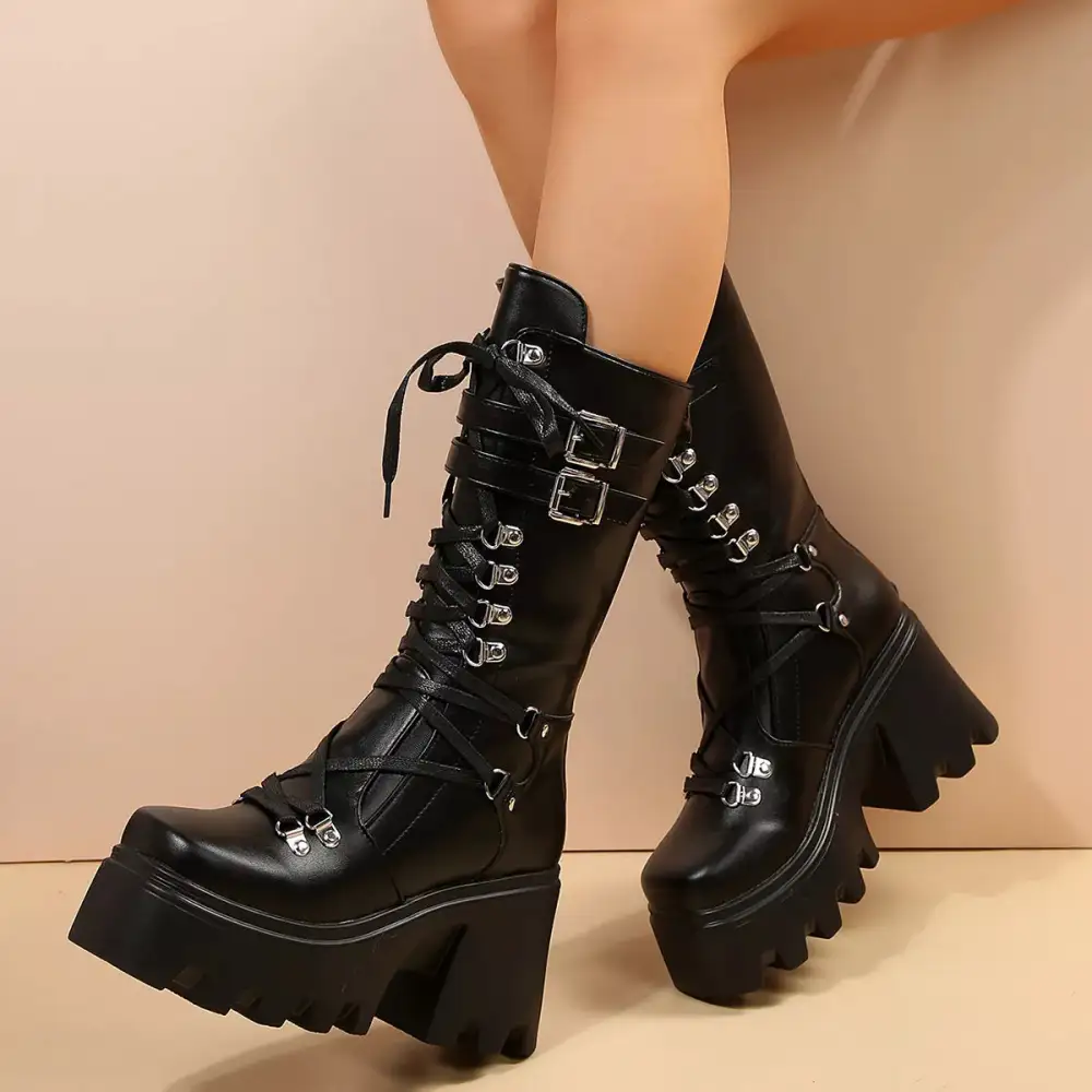 Casual Lace Up Platform Boots