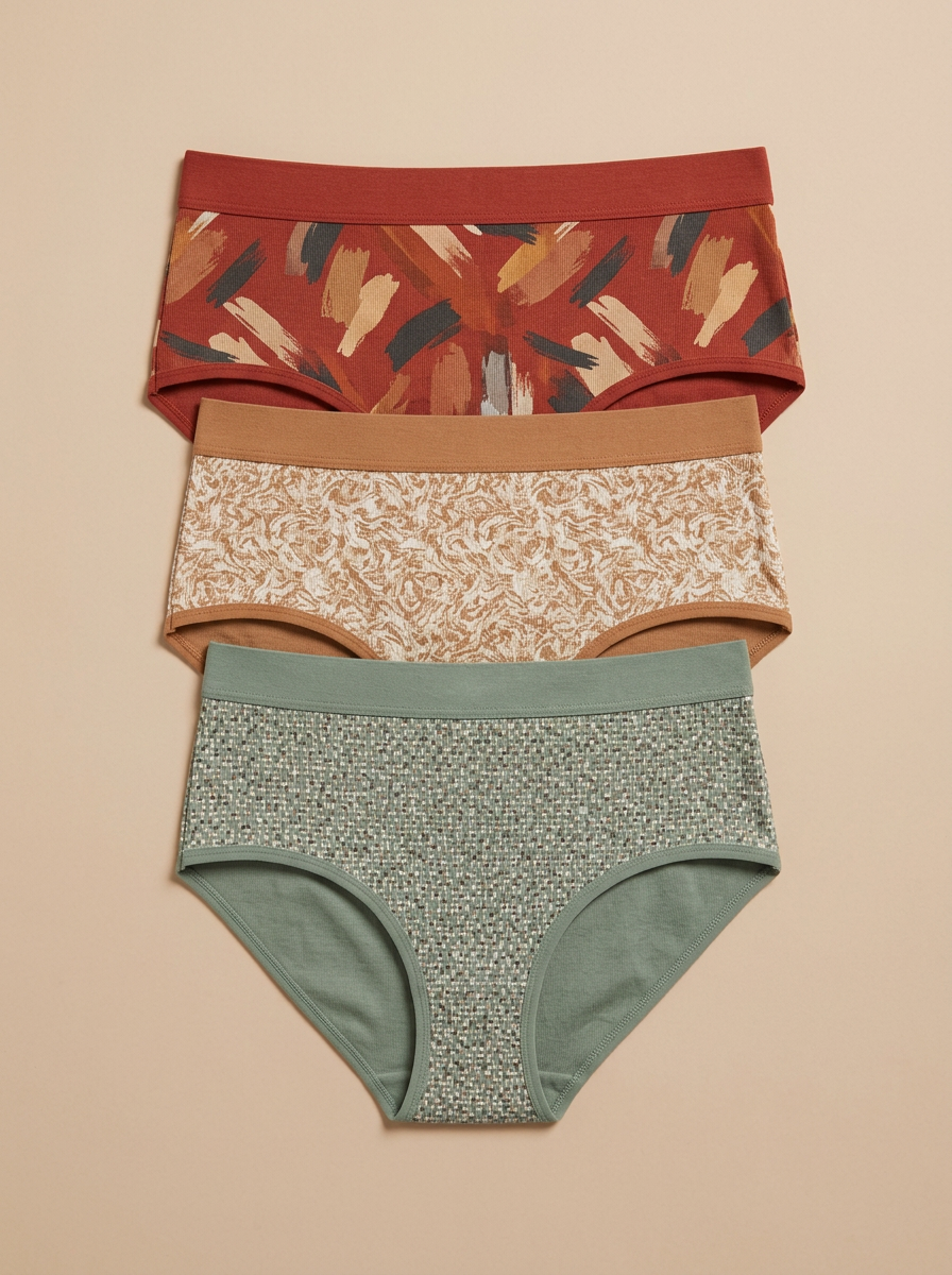 Women's Earth Tone Abstract Pattern Three-Pack Briefs