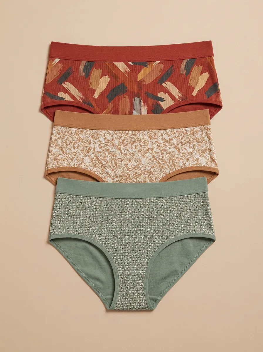 Women's Earth Tone Abstract Pattern Three-Pack Briefs
