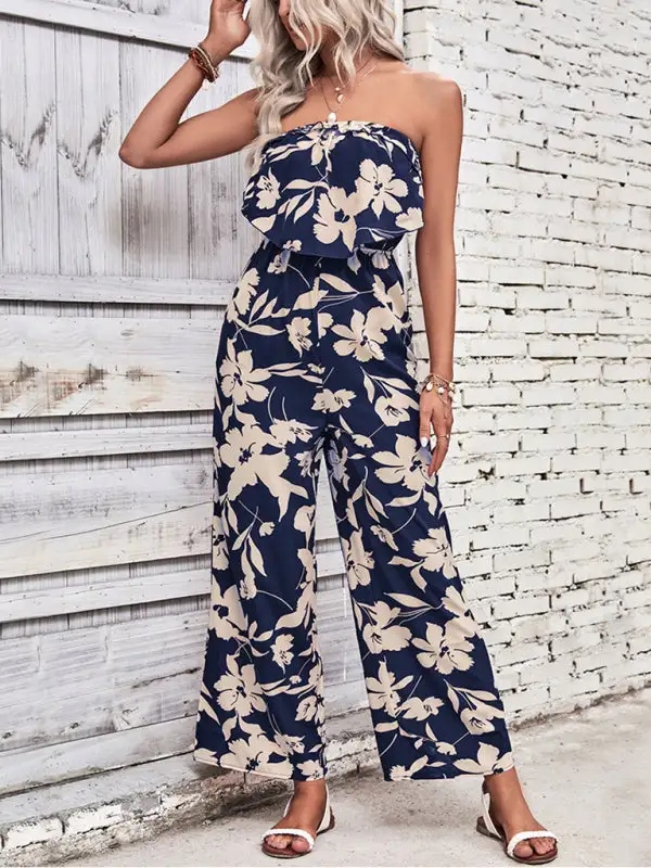 Tube Top Printed Tight Jumpsuit