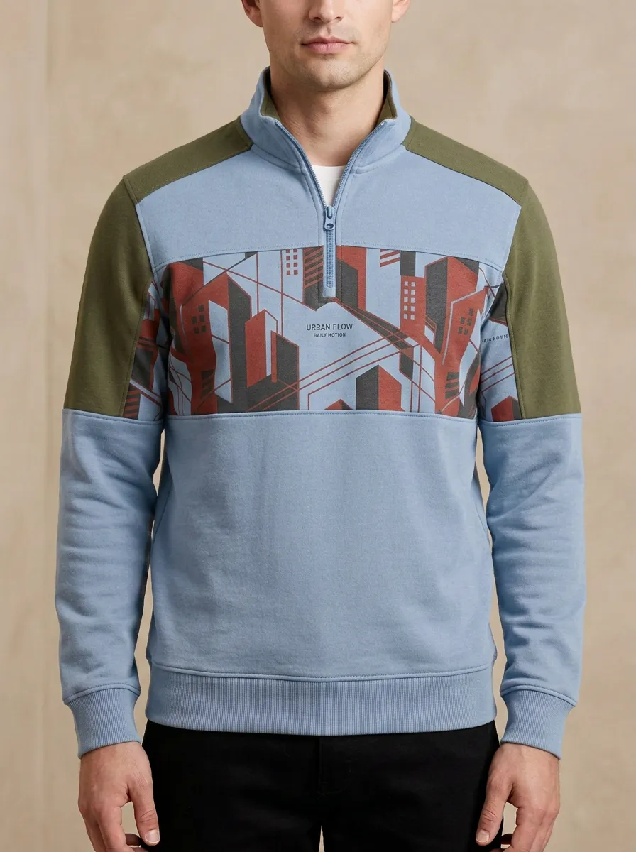 Half-Zip Cityscape Men's Half-Zip Sweatshirt