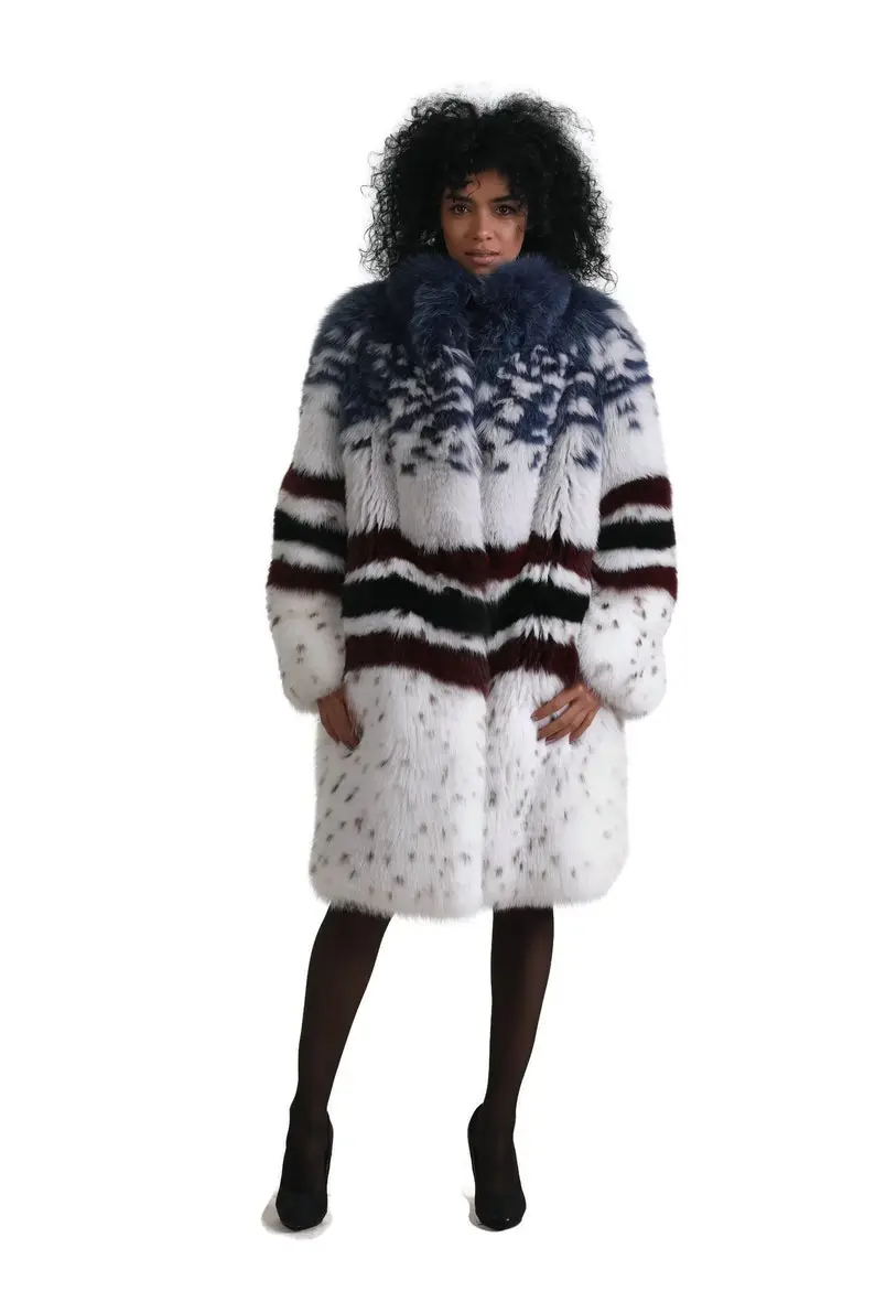 Multicolored Fox Fur coat