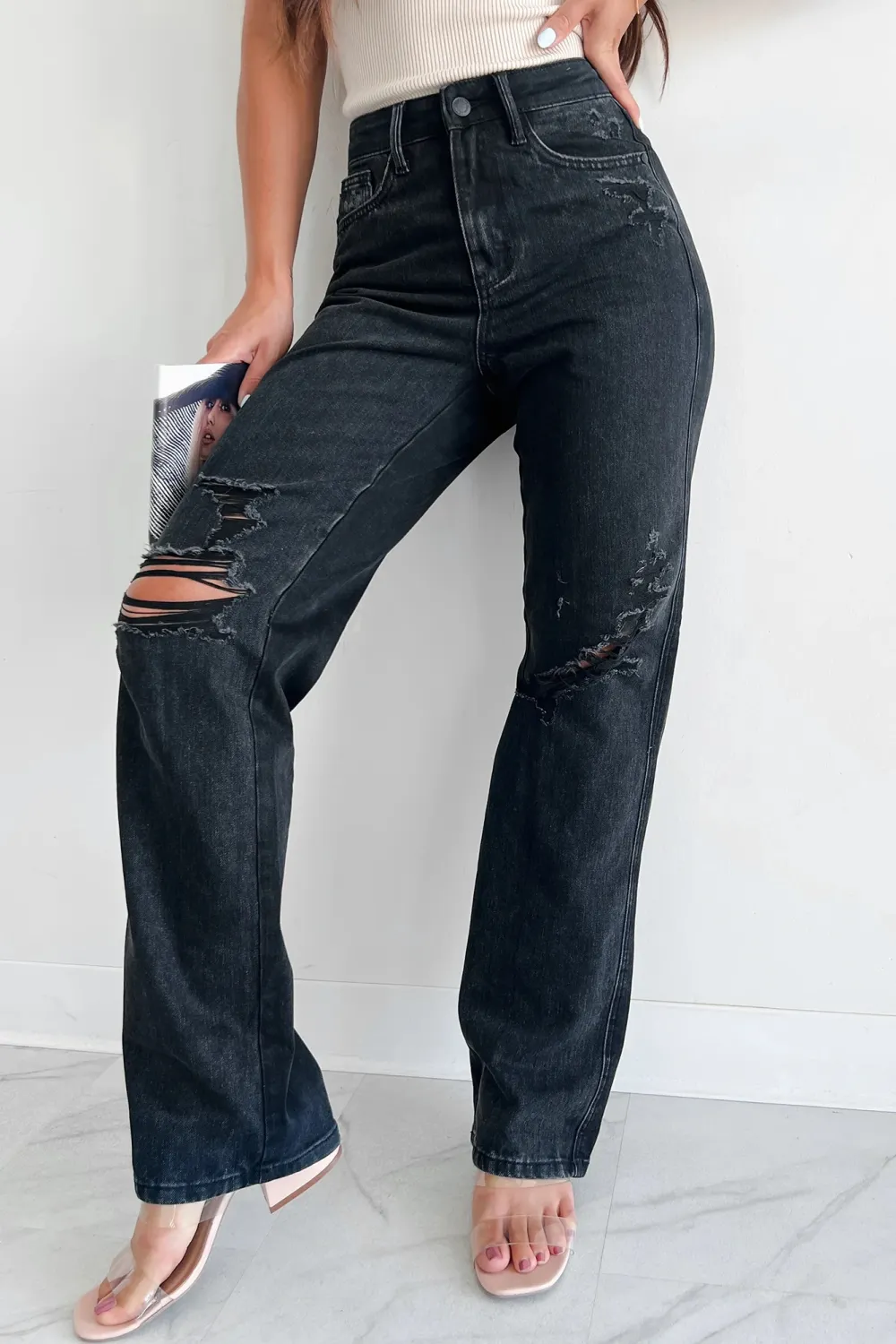 Fowler High Rise Rigid Stretch Blue Straight Leg Jeans