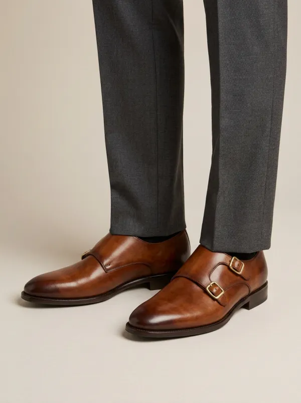 Men's Casual Classic Leather Double Monk Strap Dress Shoes