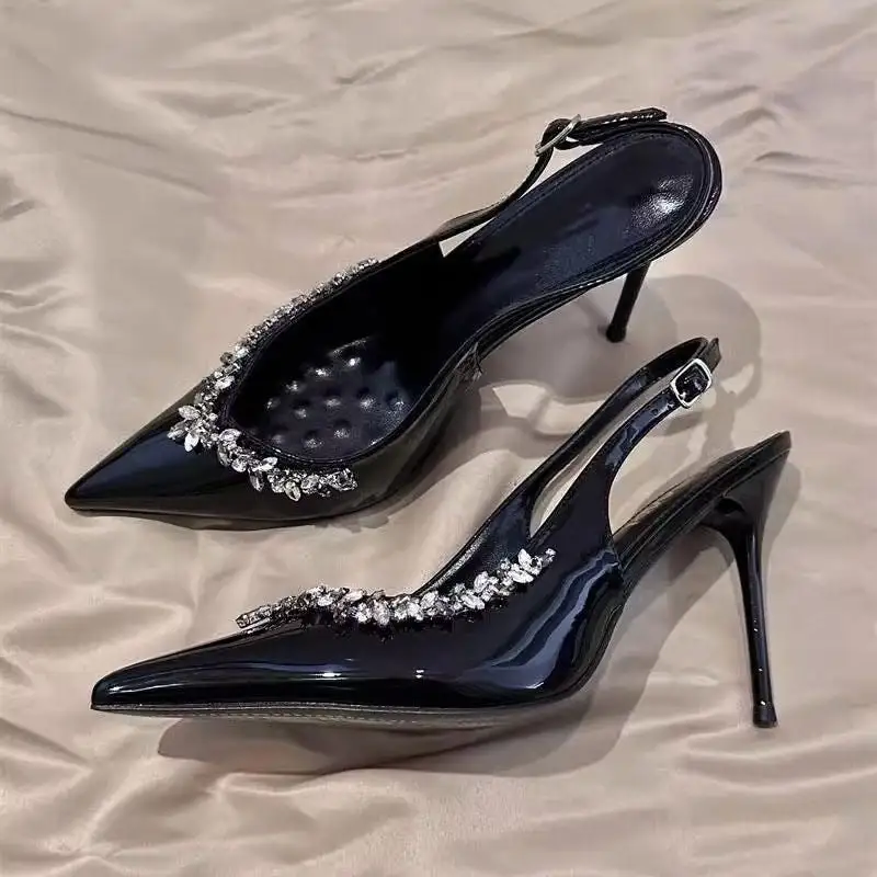 Rhinestone Detail Pointed Toe Stiletto Heels