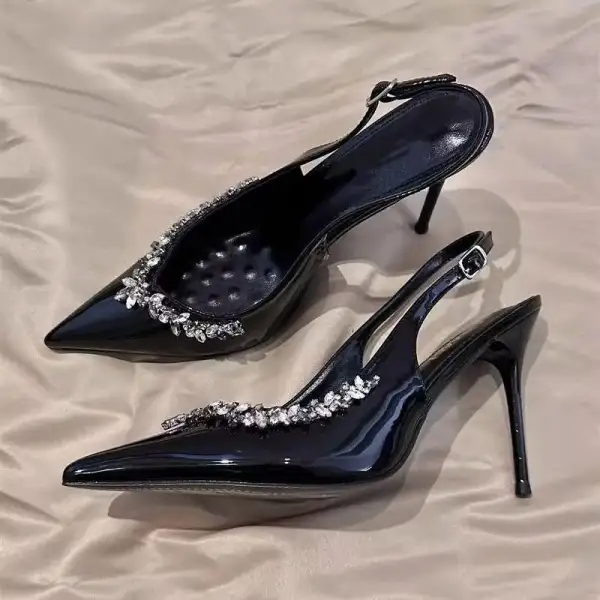 Rhinestone Detail Pointed Toe Stiletto Heels