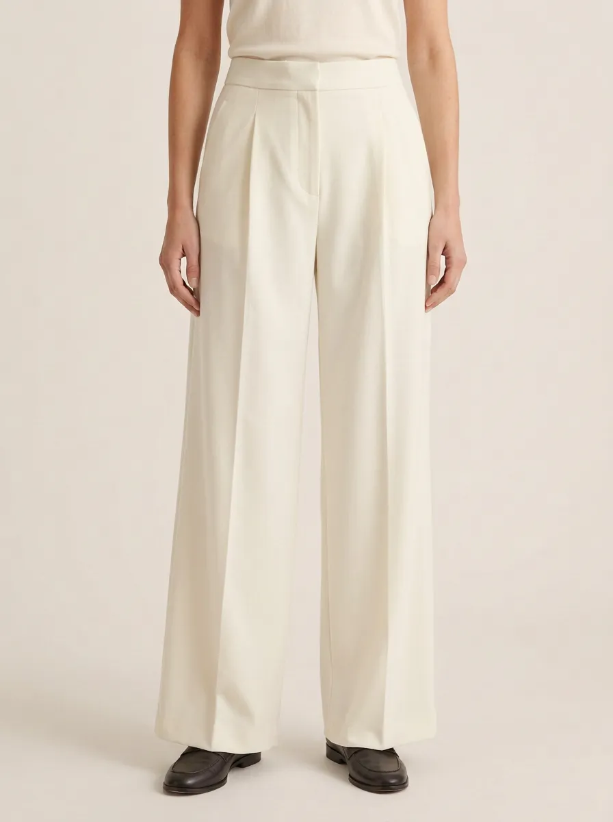 Classic Design Pleated Wide-Leg Trousers