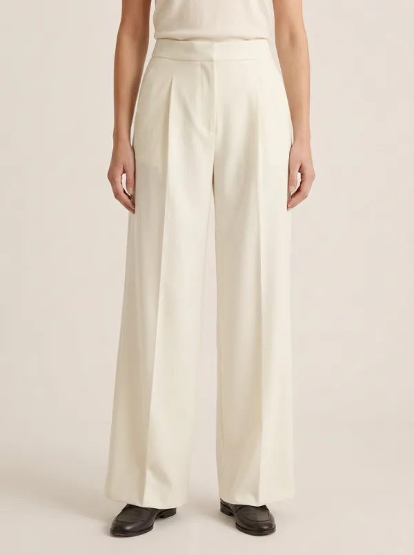 Classic Design Pleated Wide-Leg Trousers
