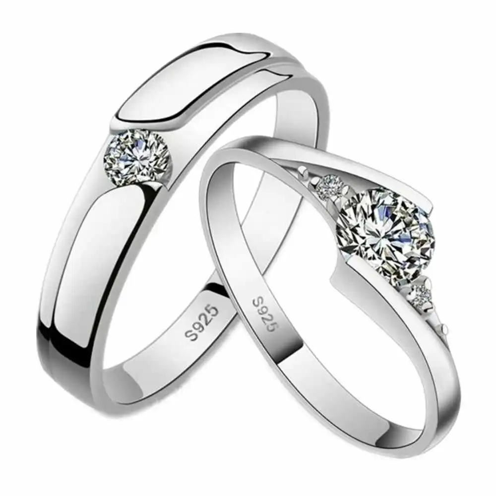 Unisex Adjustable Couple Rings Cubic Zirconia