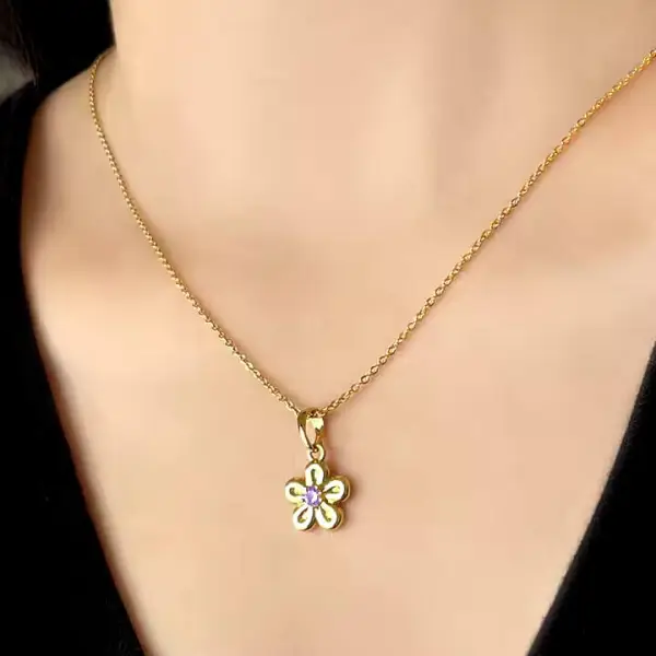 Ruby Floral Pendant Necklace
