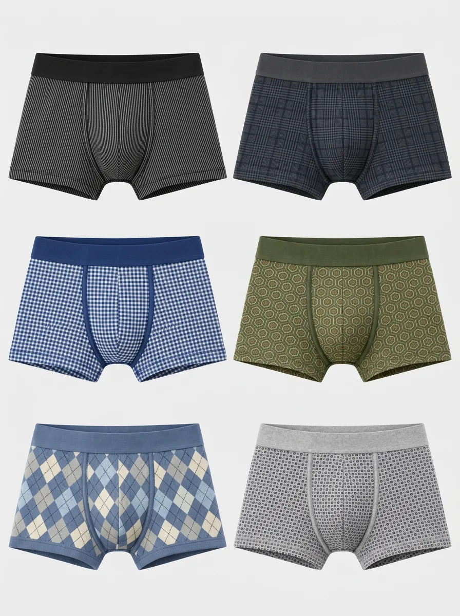 Men's Plaid Argyle Boxer Briefs 6-Pack