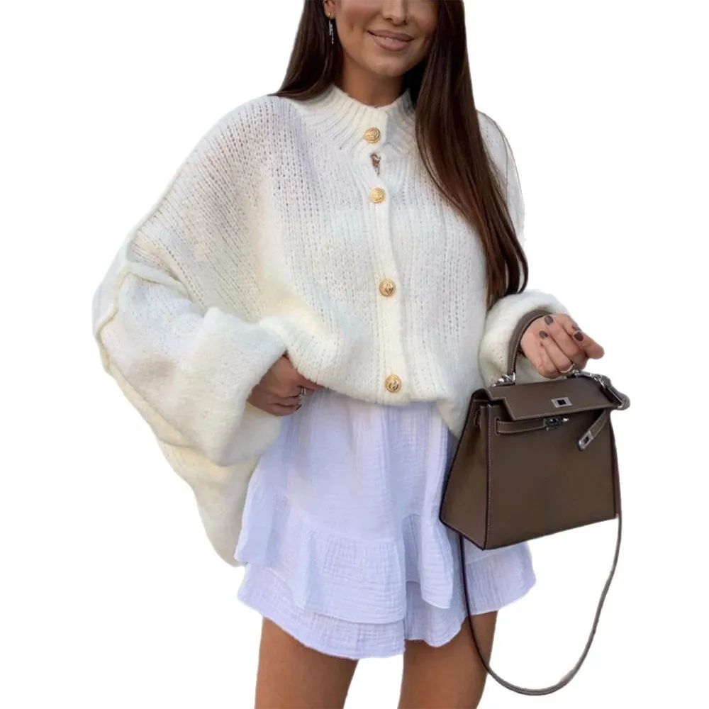 Ribbed Button-Down Shirt Long Sleeve Sweater