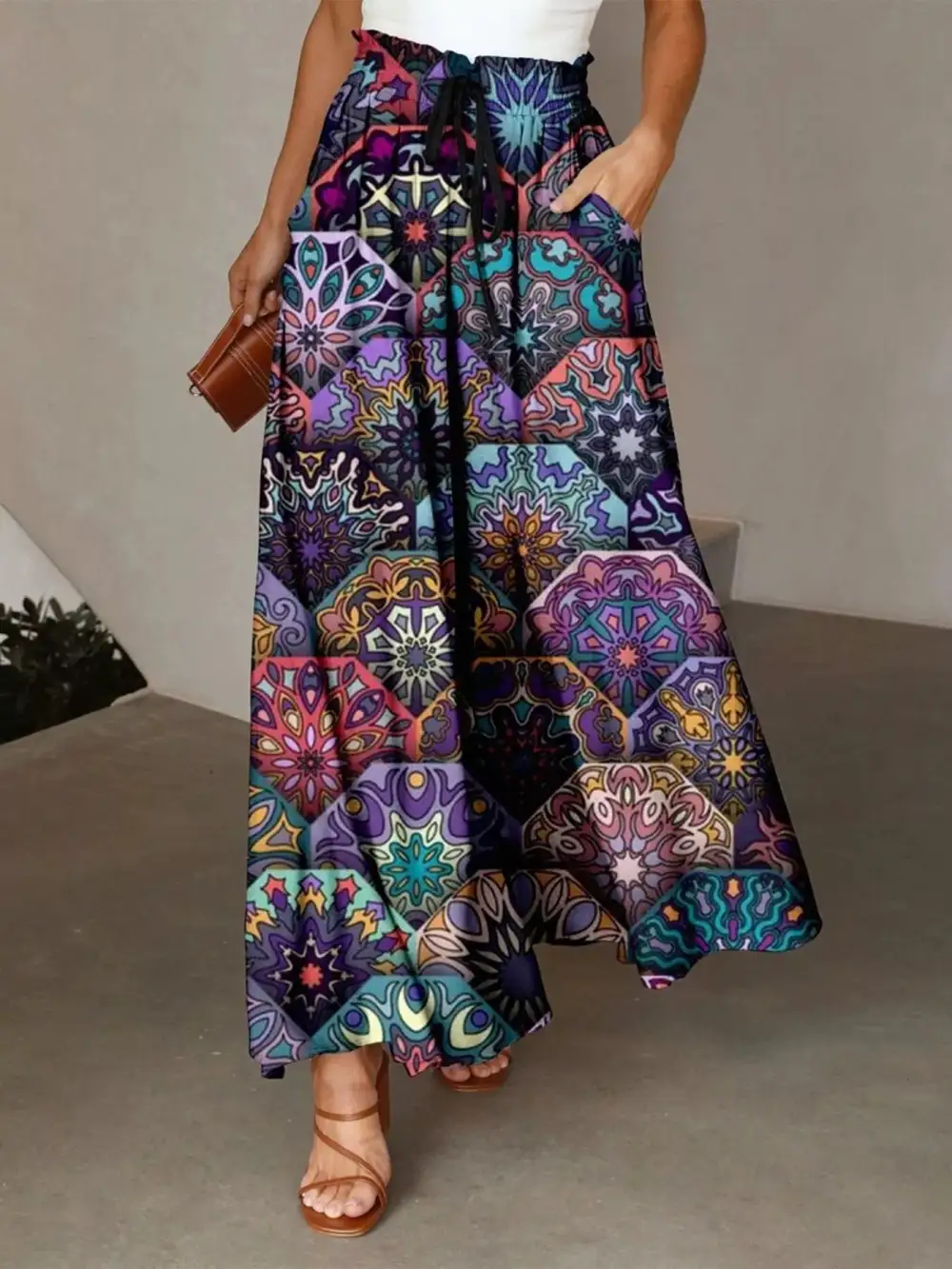 Refined Printed Wide Leg Pants