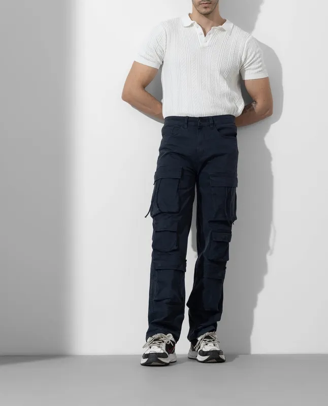 Navy Blue Multi Pocket Cargo Pants