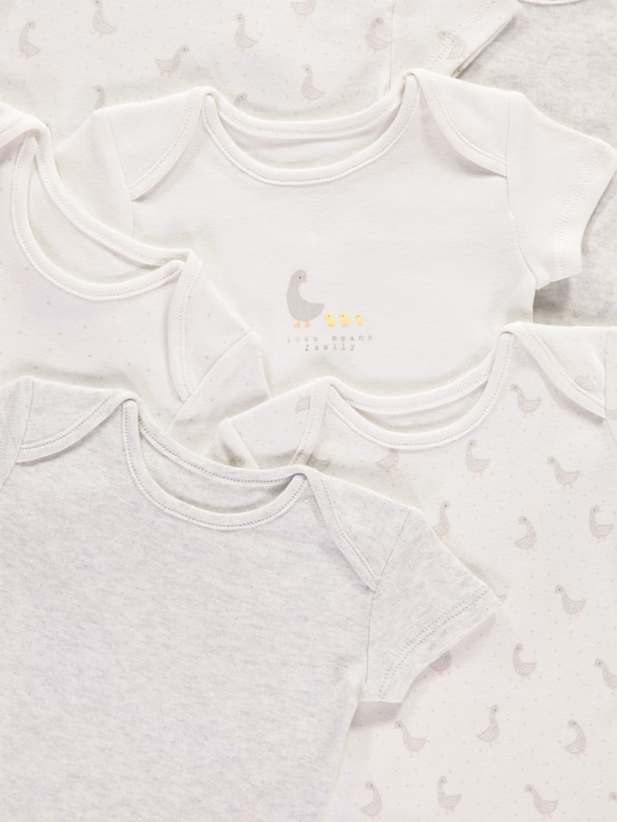 Neutral Ducks Short Sleeve Bodysuit 7 Pack detail 1