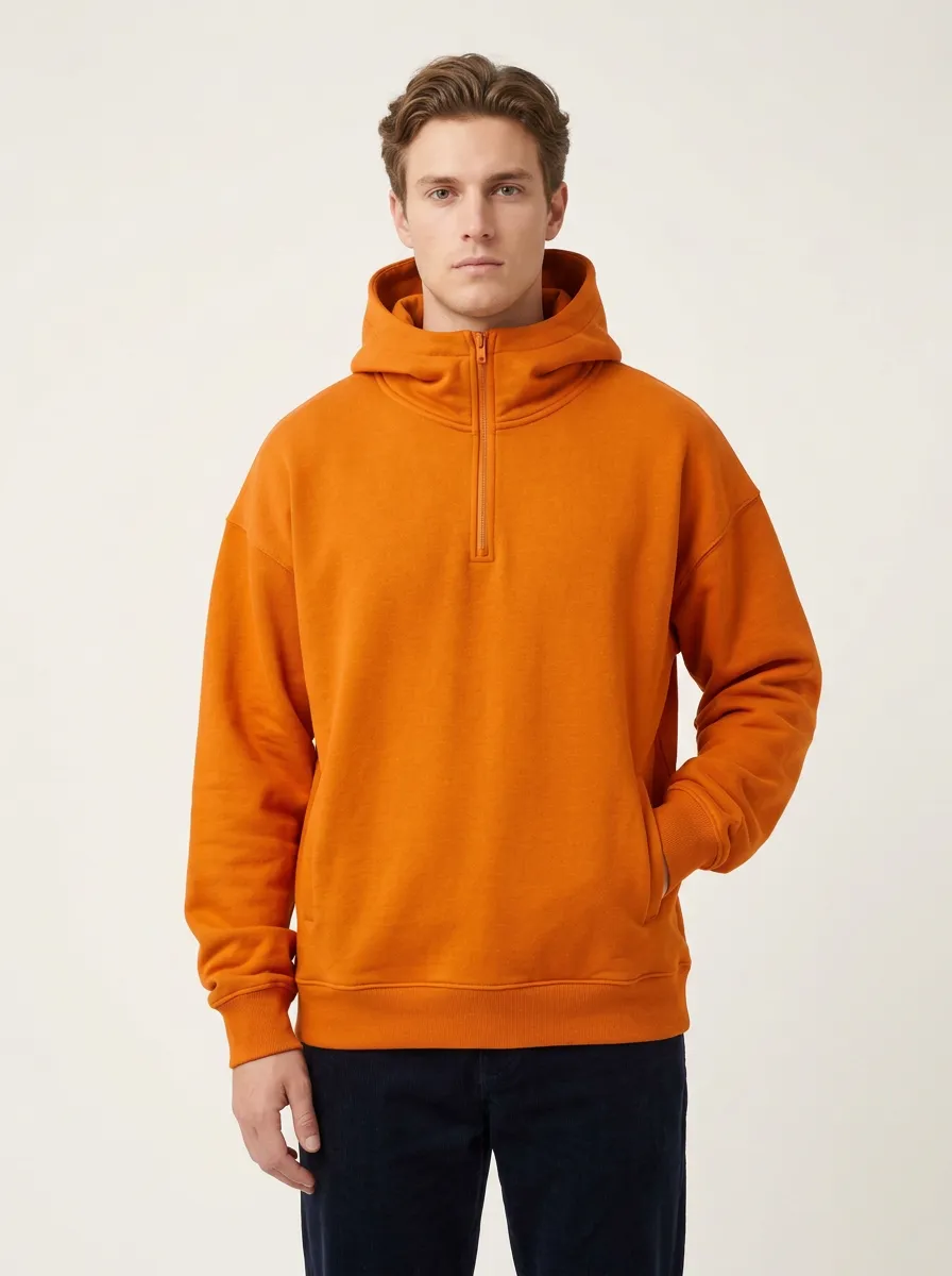 Unisex Quarter Zip Easy Layer Leisure Hoodie