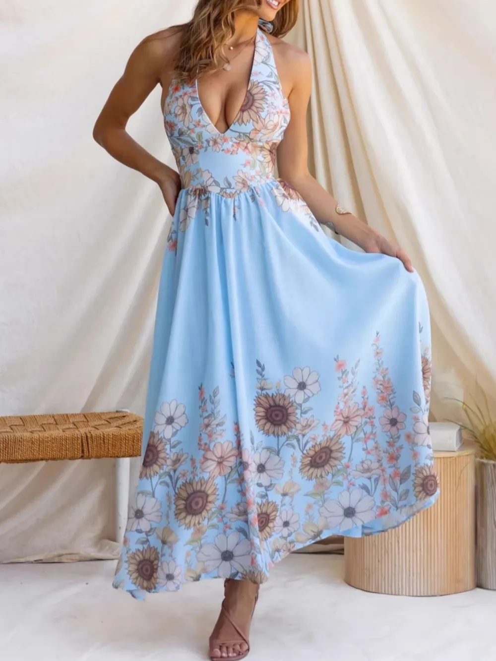 Everyday Halter Floral Maxi Dress