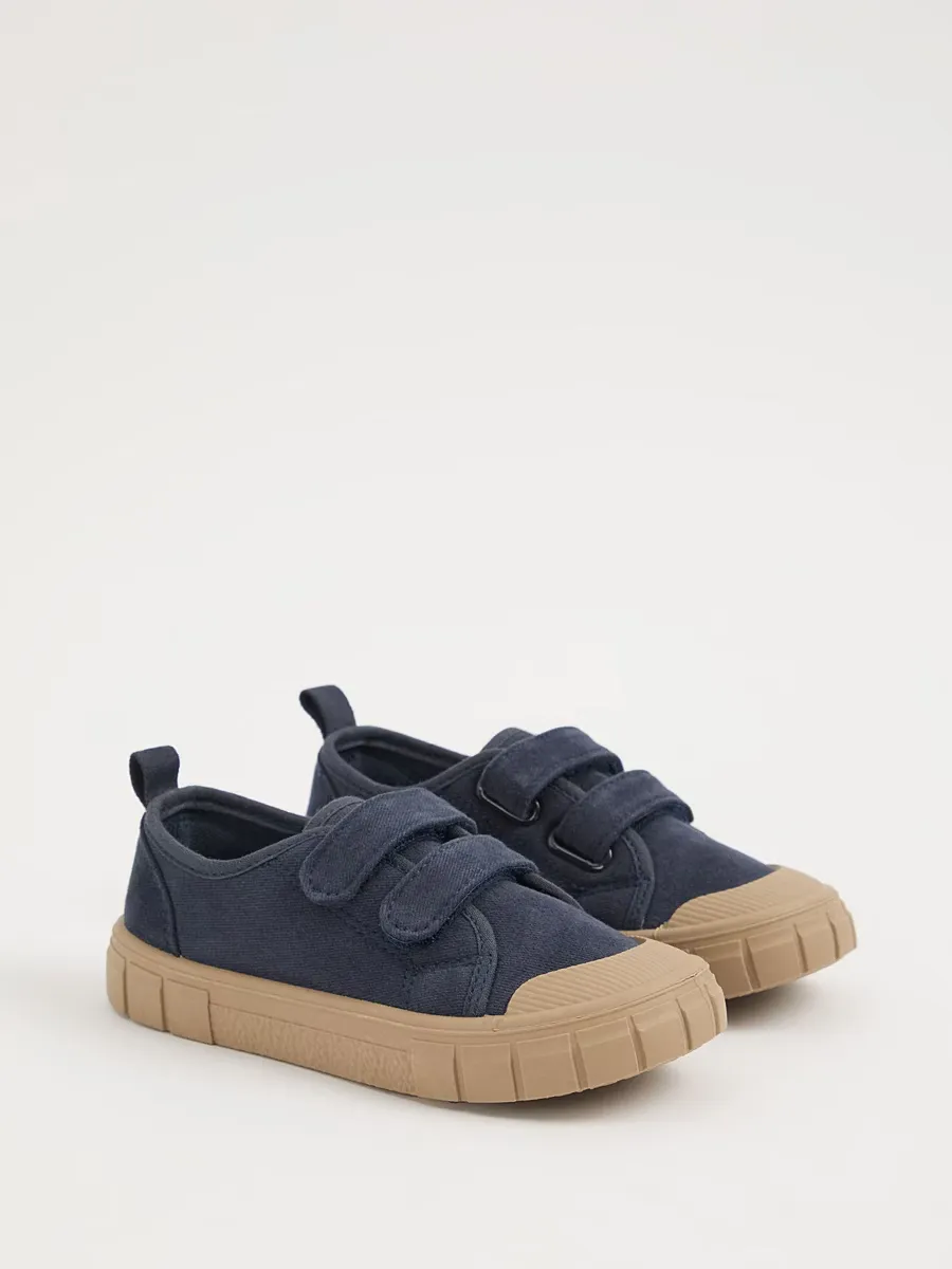 Navy Canvas Double Strap Trainers