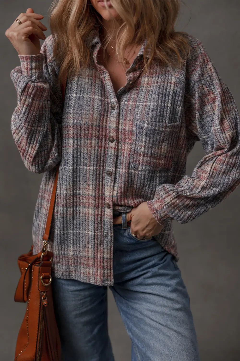 Multicolour Plaid Textured Chest Pocket Vintage Shirt